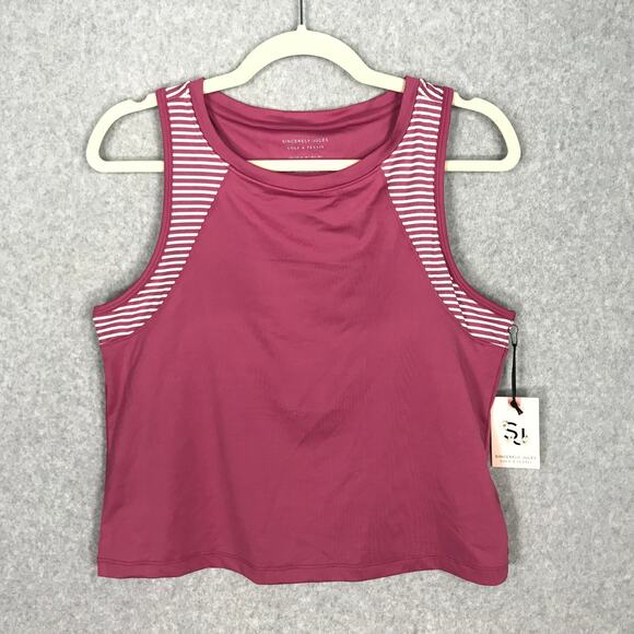 Sincerely Jules Tank Top Women Large Crop Golf Tennis Bra Active Wicking Dry UPF - Picture 1 of 10